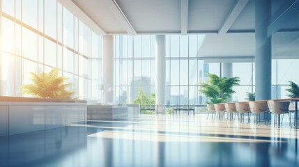 Fototapeta premium Beautiful blurred background of a light modern office 