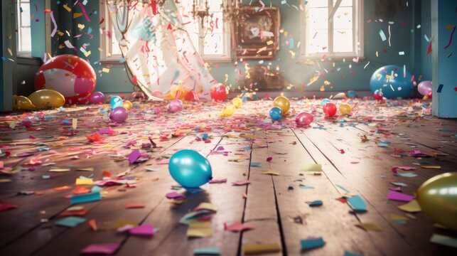 Atmosphere after the birthday party,After the joyous birthday bash or a splendid wedding celebration, 