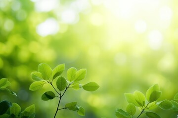 Fototapeta na wymiar Beautiful green leaves on blurred background, space for text. 