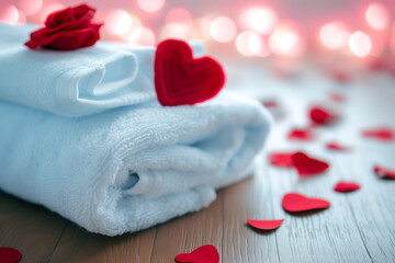Romantic valentine's day towel with decoration ideas for special celebrations