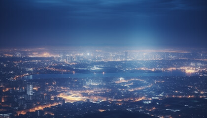Naklejka premium Spectacular nighttime skyline of a big modern city at night