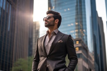 Happy wealthy rich successful indian business man  - obrazy, fototapety, plakaty