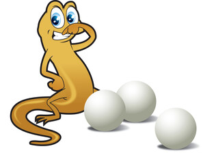 Smiling mother gecko with her eggs