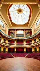 Obraz premium Theater. Performing Arts. Stage. Drama. Entertainment. Play. Acting. Performance. Spotlight. Theatre Interior. Show. Audience. Dramatic. Theatrical. Production. Cultural. AI Generated.