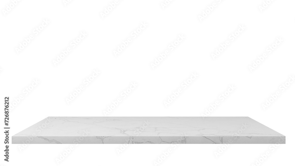 Poster empty space white marble top surface object isolated on empty background for interior design element