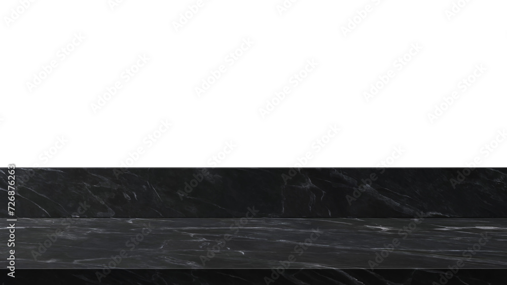 Poster empty space black marble top surface object isolated on empty background for interior design element