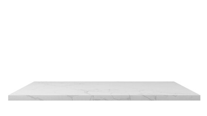 Empty space white marble top surface object isolated on empty background for interior design element. Realistic object 3d illustration. 