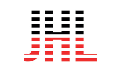 JHL three initial letter iconic line negative space minimal logo design vector template. monogram, abstract, wordmark, business, typography, minimalist, brand, company, flat, modern, unique, simple