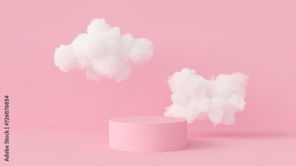 Poster abstract 3d background. pink product display presentation. empty space cylinder podium for product w