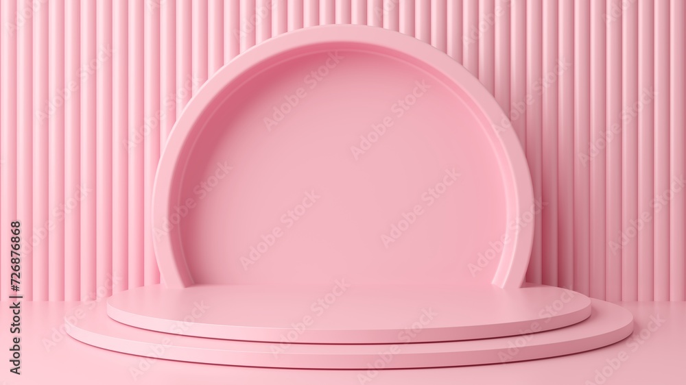 Poster abstract 3d background. pink product display presentation. empty space cylinder podium and circle ba