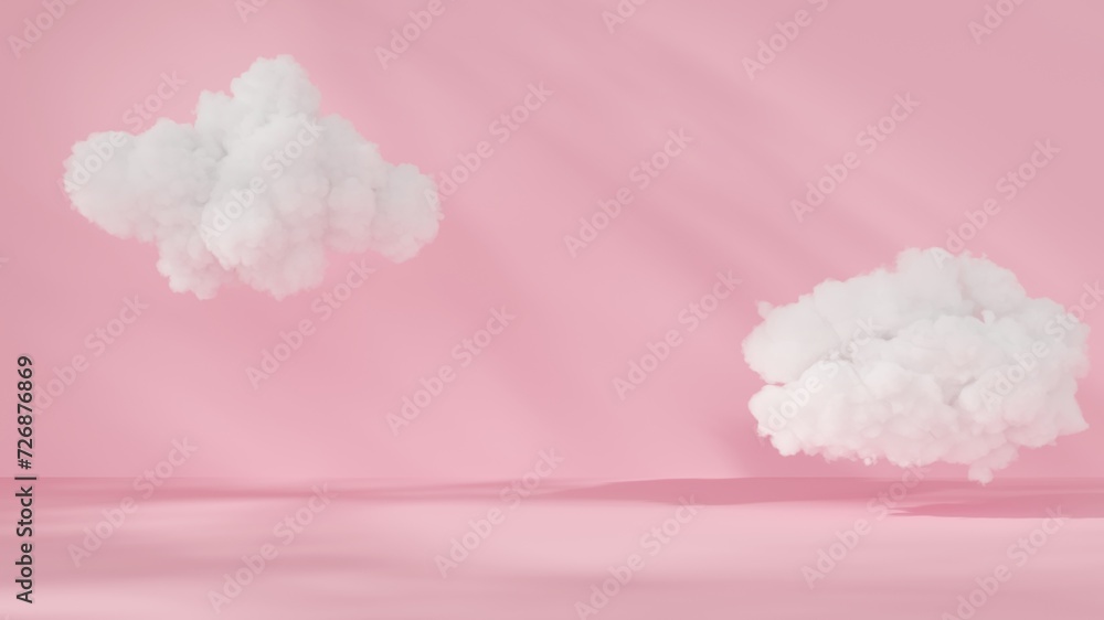 Poster abstract 3d background. pink product display presentation. empty space for product with floating whi