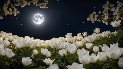 White love lights flowers decoration moon night