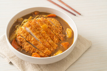 curry ramen noodles with tonkatsu fried pork cutlet