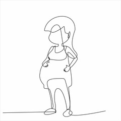 continuous line drawing pregnant woman vector illustration