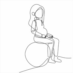 continuous line drawing pregnant woman vector illustration