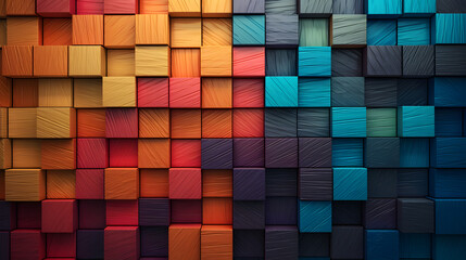 A colorful wallpaper with a wooden block pattern,,
Wooden Block Pattern in Vibrant Colors
