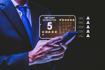 User gives rating to review satisfaction feedback survey Concept,Customer can evaluate quality of service leading to reputation ranking of business.User gives rating to service experience on online 