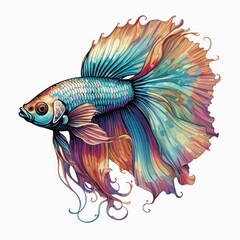 Fototapeta premium goldfish. colorful goldfish digital illustration