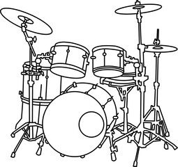 Drum Set Outline Illustration
