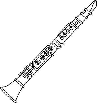 black and white clarinet musical instrument clip art preview