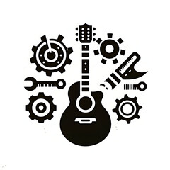 a design logo vector business repair and shop guitar