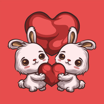 Bunny Love mascot great illustration for your branding business