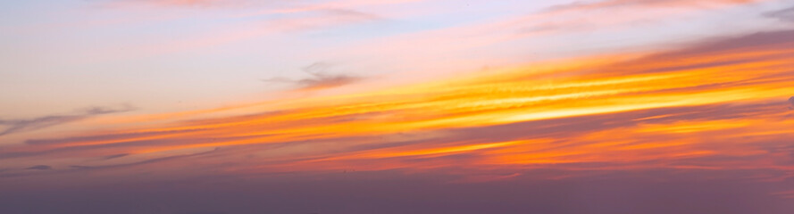 Sunset Sky with Twilight in the Evening as the colors of Sunset Cloud Nature as Sky Backgrounds, Horizon scene