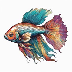 goldfish. colorful goldfish digital illustration