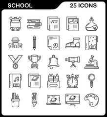 Fototapeta premium set of line style school and education icons, stationery and office equipment icons