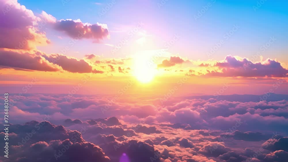 Poster as the sun sets behind the horizon the sky is painted with floating equalizer clouds creating a brea