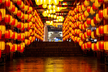 Chinese New Year festive lantern corridor background