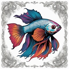 Fototapeta premium goldfish. colorful goldfish digital illustration