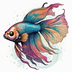 Fototapeta premium goldfish. colorful goldfish digital illustration