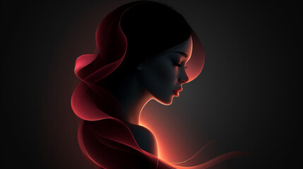 Abstract beauty girl on black background. with copy space.