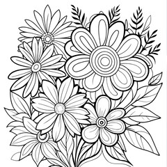 Floral coloring book pages for children and adults 