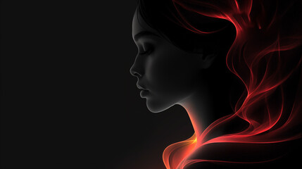Abstract beauty girl on black background. with copy space.