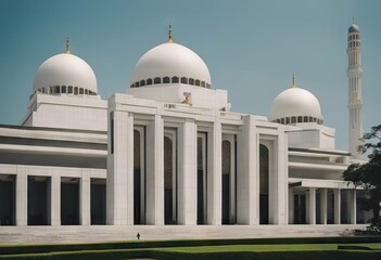 Fototapeta na wymiar beautiful big Indonesia pillars 2018 mosque Jakarta February 09 Istiqlal architecture