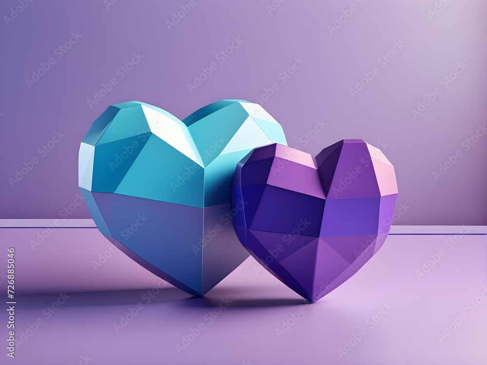 Poster 3d-heart-central-focus-abstract-background-embracing-simplicity-elements-of-real-photo-style-mini