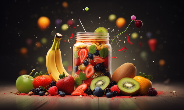 Health food for fitness concept,AI generated illustration