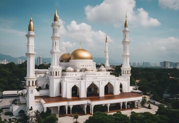 Fototapeta na wymiar space AsSalam copy Beautiful mosque Malaysia