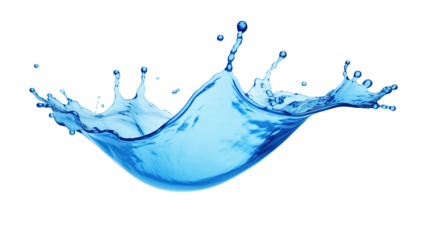 Blue liquid splash. Cut out on transparent	