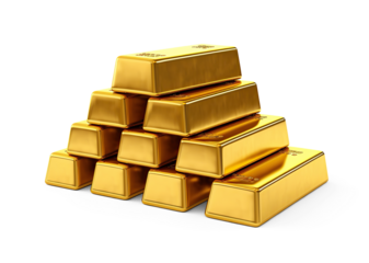 Gold coins stack. Cut out on transparent