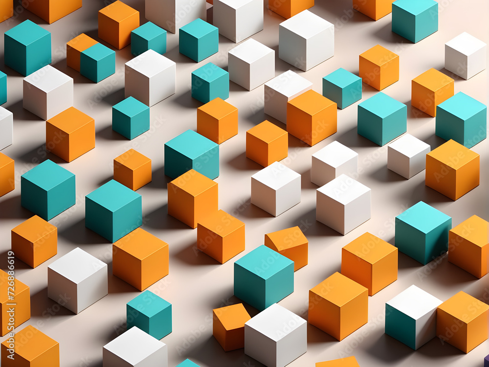 Aufkleber abstract-background-showcasing-3d-geometrical-shapes-arranged-in-a-minimalist-composition