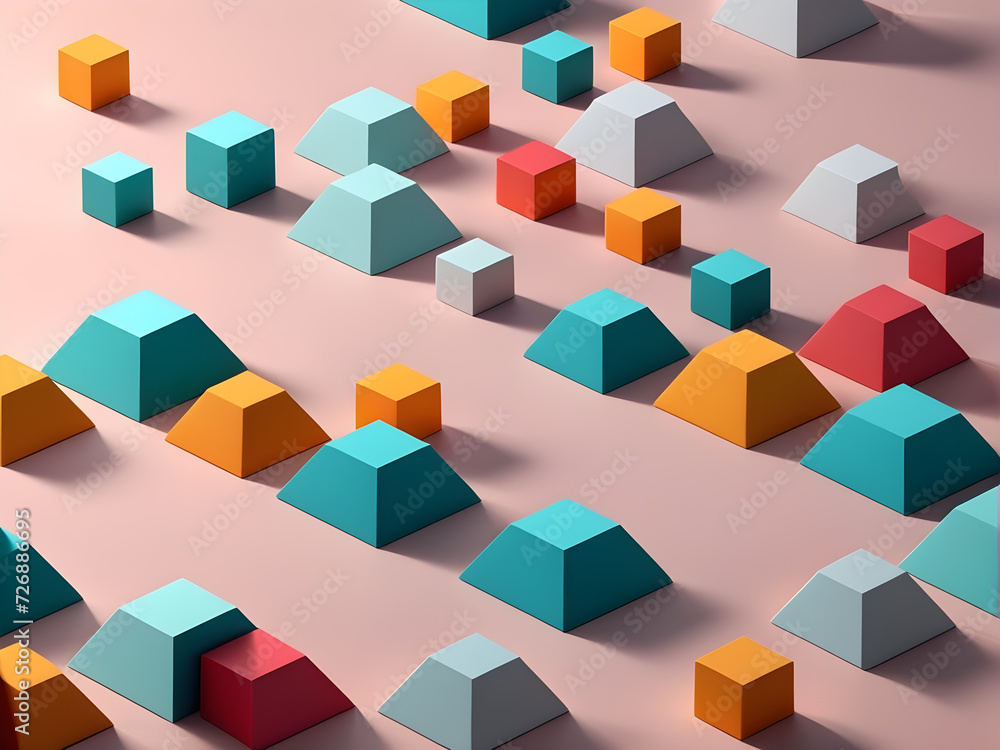 Poster abstract-background-showcasing-3d-geometrical-shapes-arranged-in-a-minimalist-composition
