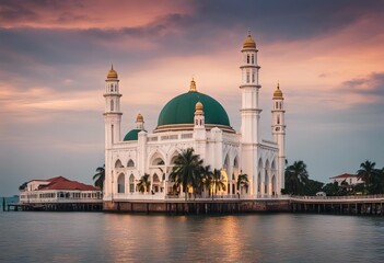 coastal Melaka most Malaysia famous landmarks 2019 one city Malacca / January Mosque Straits