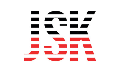 JSK three initial letter iconic line negative space minimal logo design vector template. monogram, abstract, wordmark, business, typography, minimalist, brand, company, flat, modern, unique, simple