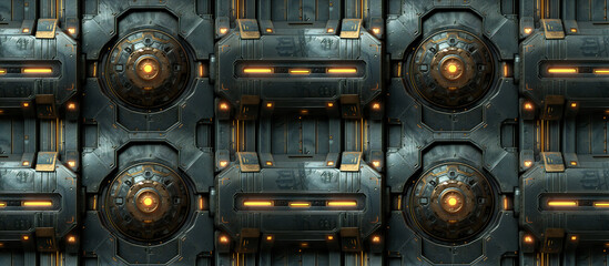 Futuristic Cybernetic Spaceship Interior Paneling. Seamless Repeatable Background.