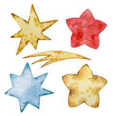 Watercolor stars set, space