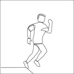 Fototapeta na wymiar Continuous line drawing of Runner man. People run when doing action sport or jogging.