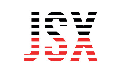 JSX three initial letter iconic line negative space minimal logo design vector template. monogram, abstract, wordmark, business, typography, minimalist, brand, company, flat, modern, unique, simple